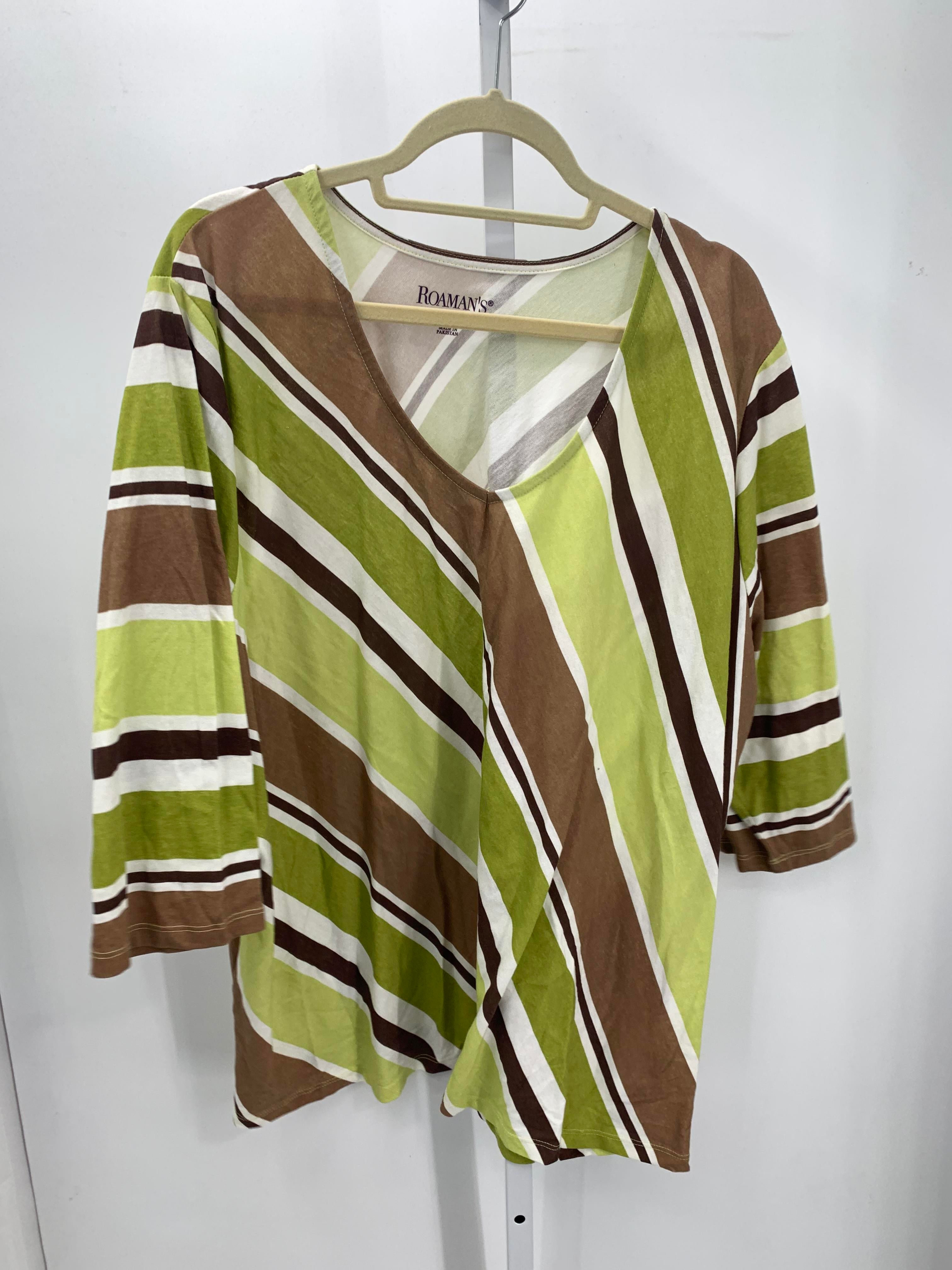 Roaman's Size 3X Womens 3/4 Sleeve Shirt