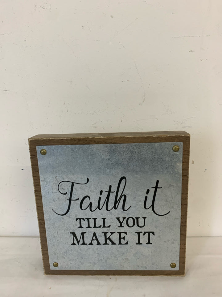 FAITH IS GALVANIZED METAL WAL HANGING.