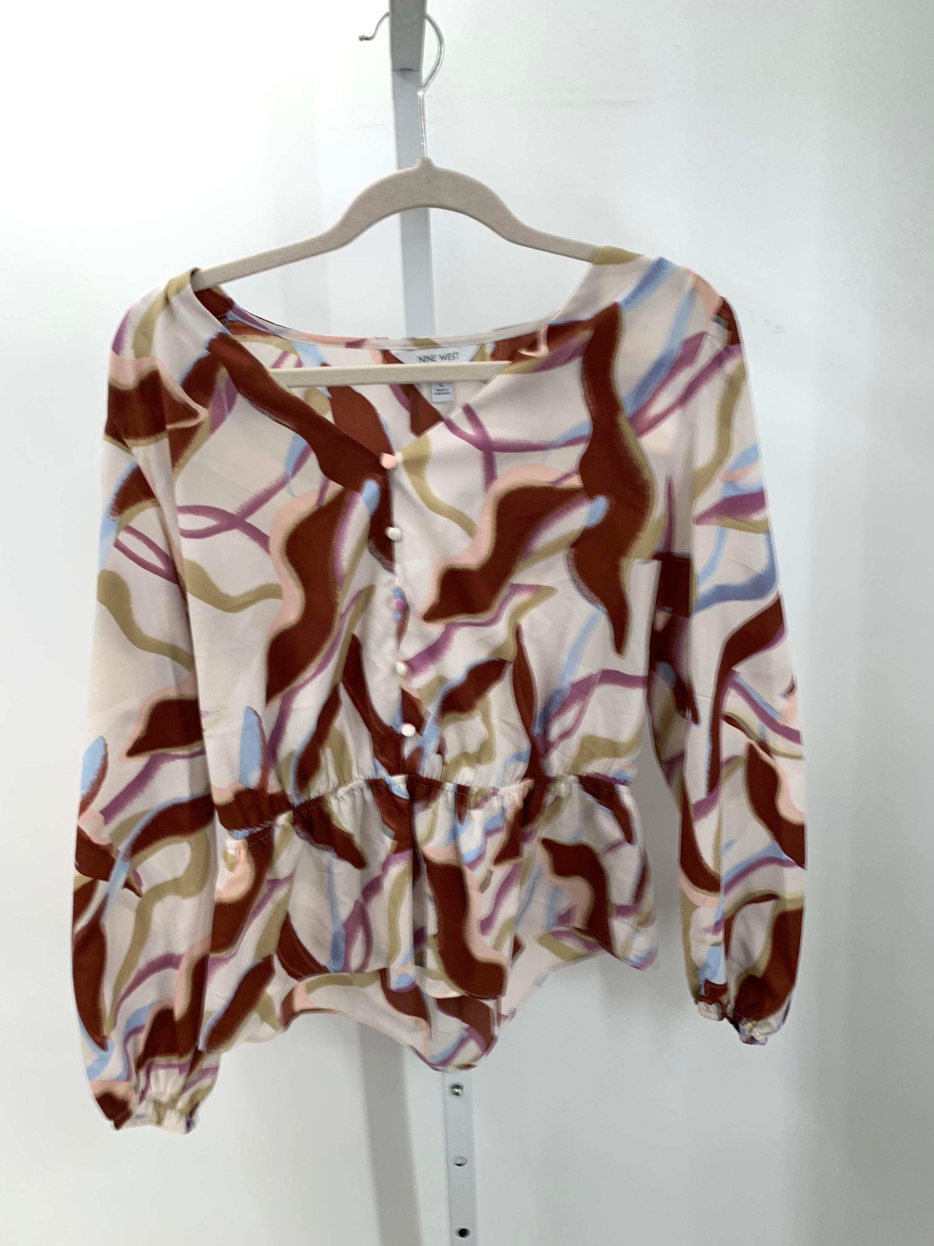 Nine West Size Large Misses Long Sleeve Shirt