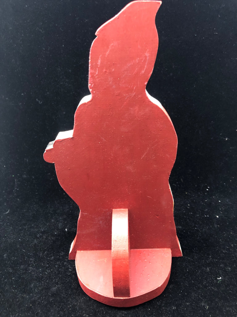 RED CARVED WOODED SANTA.