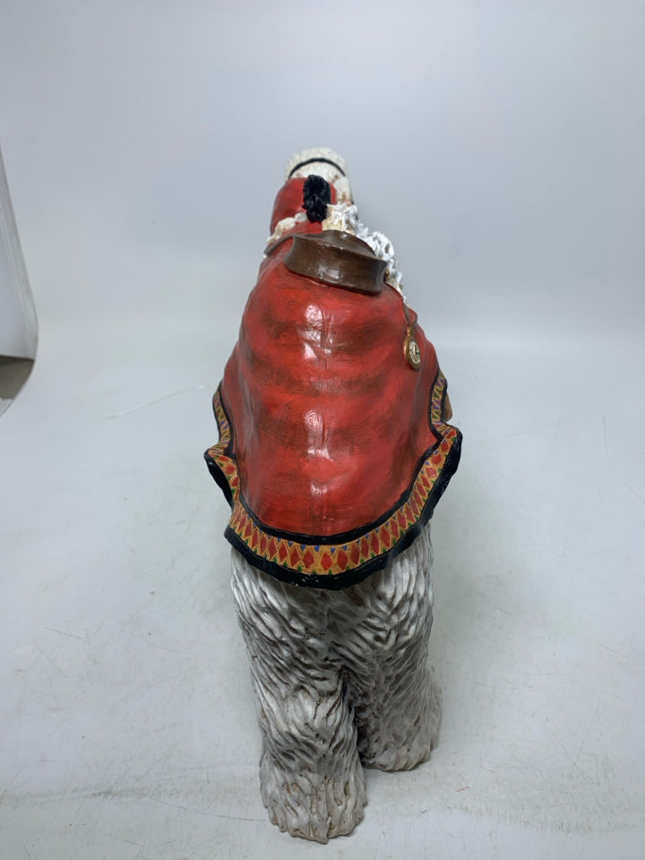 HEAVY ACRYLIC LARGE TEXTURED POLAR BEAR W/ SANTA RIDING.