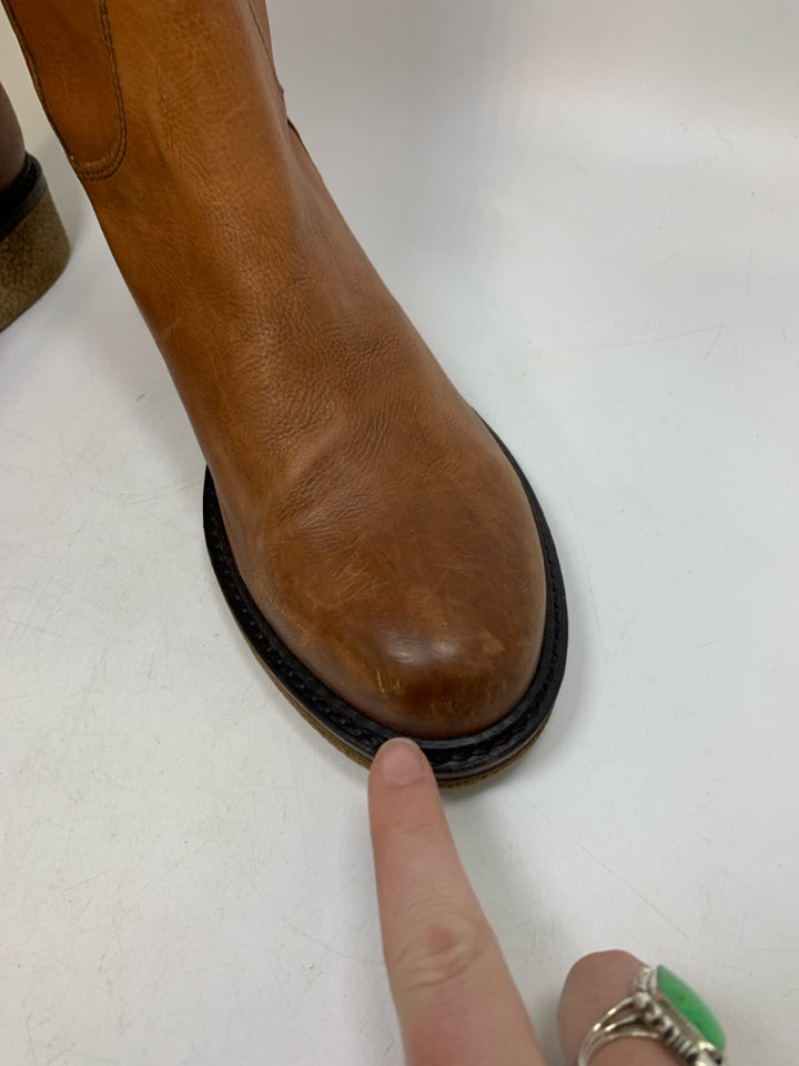 Boemos Leather Distressed Riding Boots Made In Italy