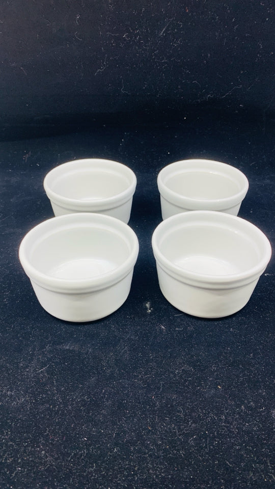 4 PRIMAGERA WHITE RAMEKIN BOWLS.