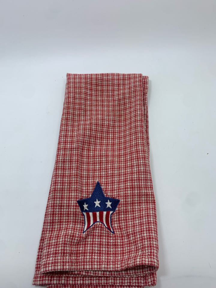 RED PLAID AMERICANA TEA TOWEL.