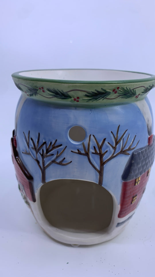 WINTER SCENE SNOWMAN TART WARMER.
