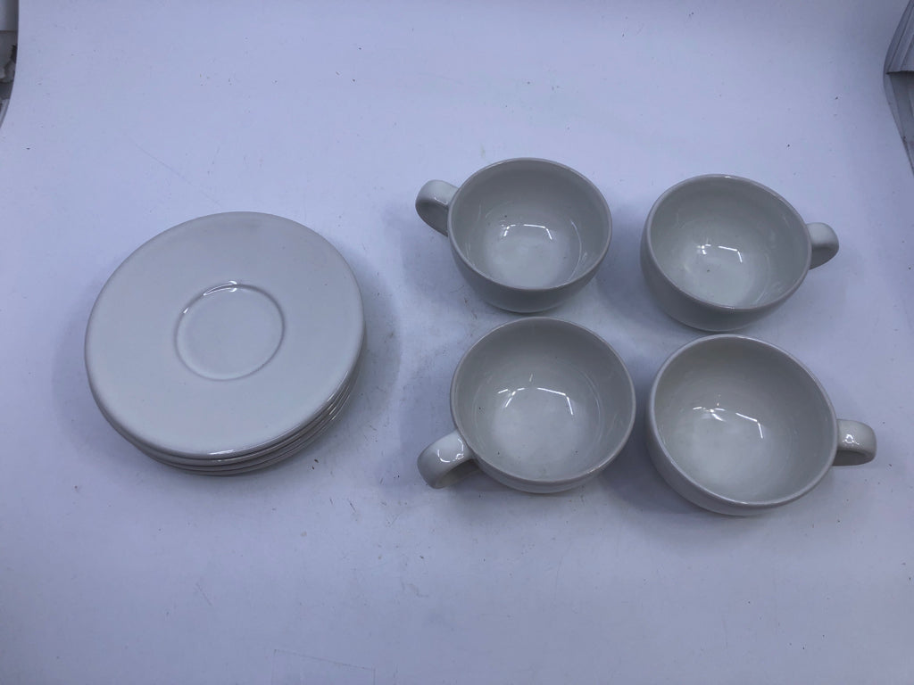 8PC IKEA WHITE TEACUP AND SAUCER SET.