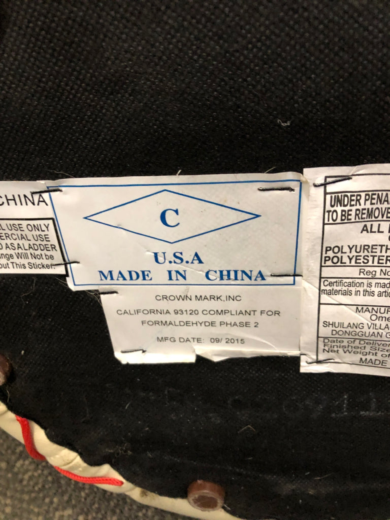 FAUX LEATHER BASEBALL SWIVEL CHAIR & OTTOMAN.