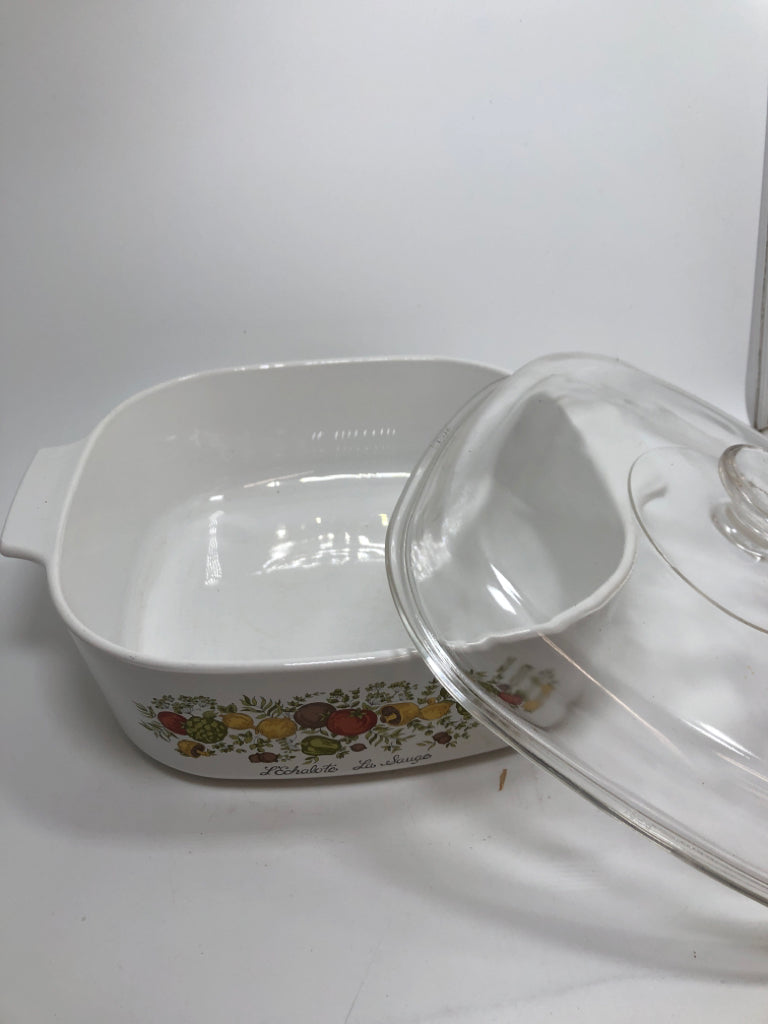 LRG VTG CASSEROLE DISH W/LID.