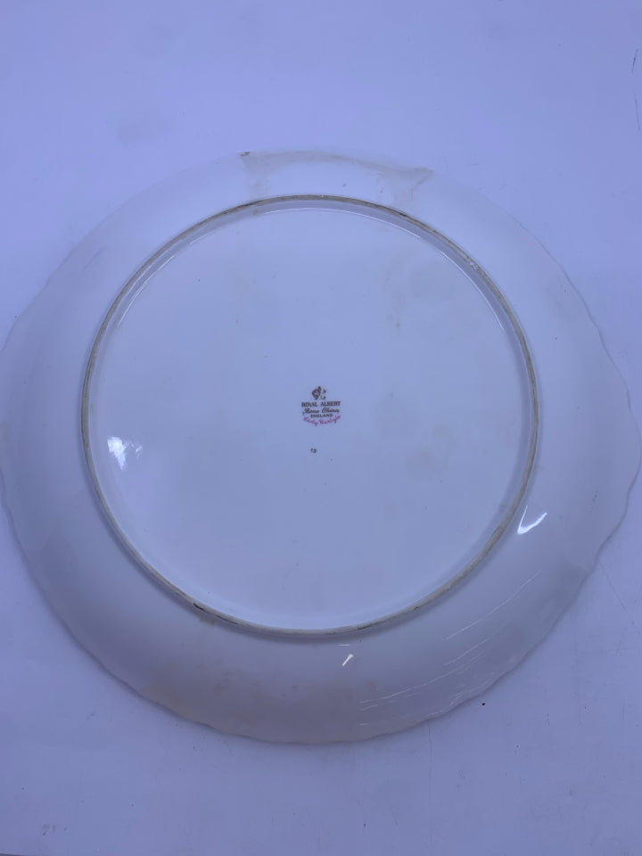 VTG PINK W FLORAL SERVER-LADY CARLYLE.