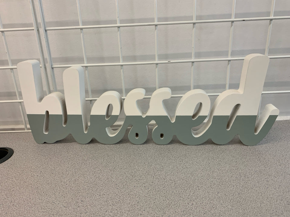 BLESSED WOOD BLOCK SIGN.