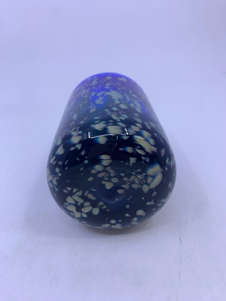 COBALT BLUE GLASS PENCIL CUP W/ SPECKLED.