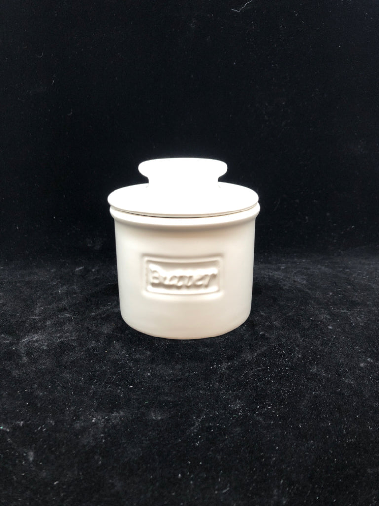 WHITE CERAMIC BUTTER BELL.