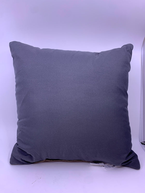 GREY AND BROWN DOUBLE SIDED PILLOW.