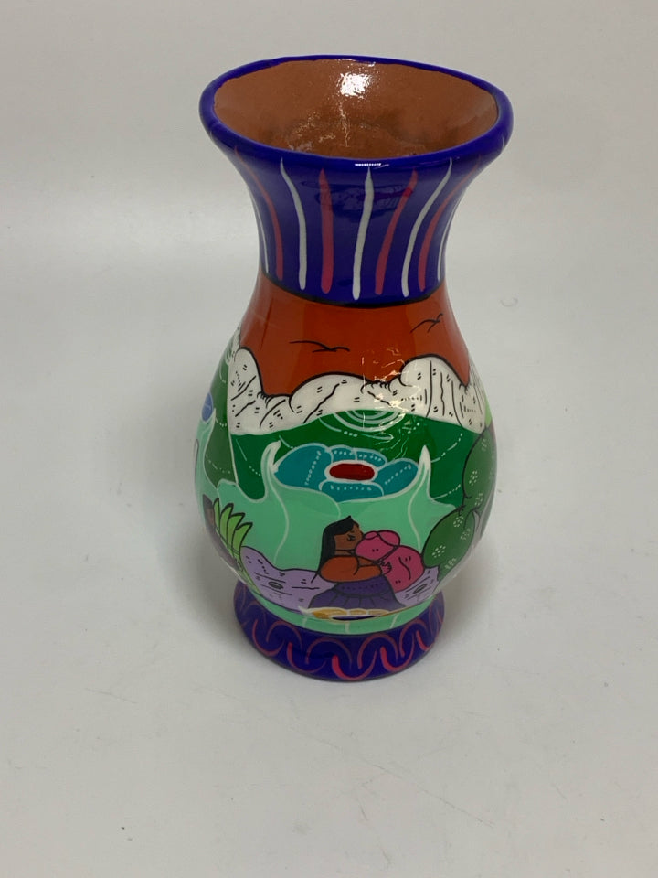 VIBRANT MEXICAN LANDSCAPE VASE.