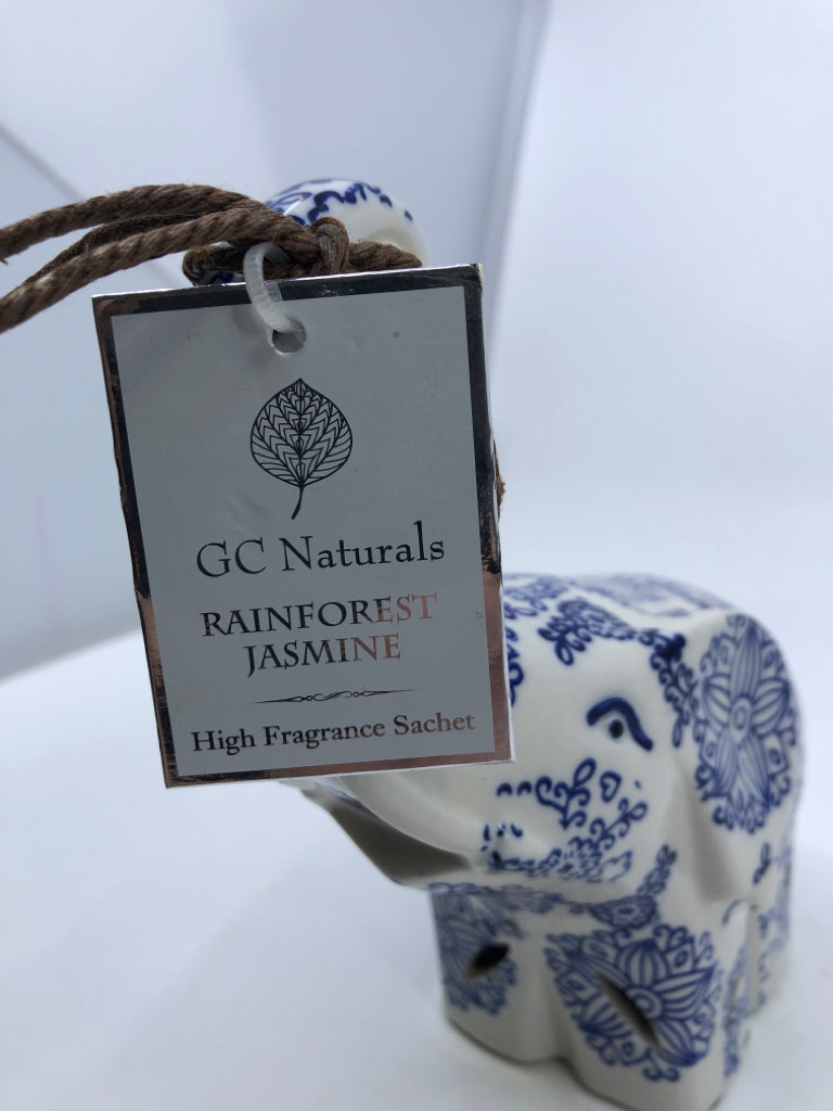 BLUE AND WHITE ELEPHANT FRAGRANCE SACHET FIGURE.