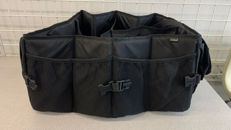 LL BEAN BLACK COLLAPSIBLE CAR ORGANIZER.