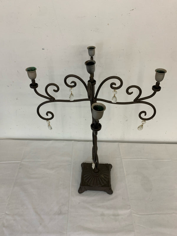 HEAVY CAST IRON TAPER CANDELABRA.