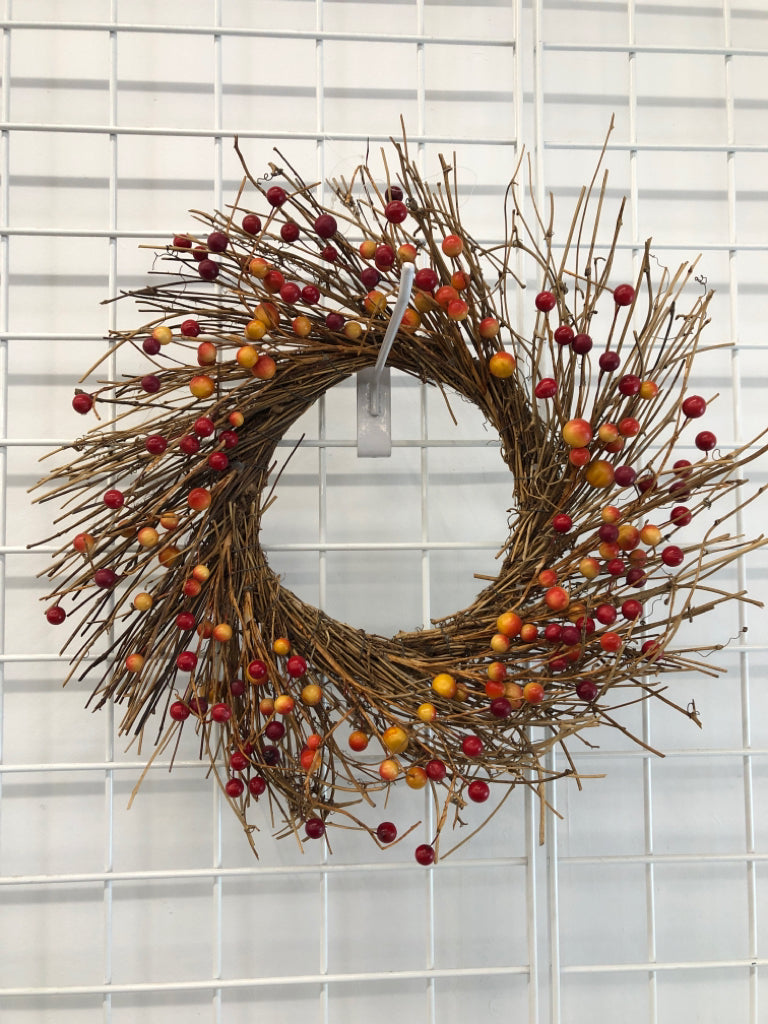 TWIG WREATH W/BERRIES.