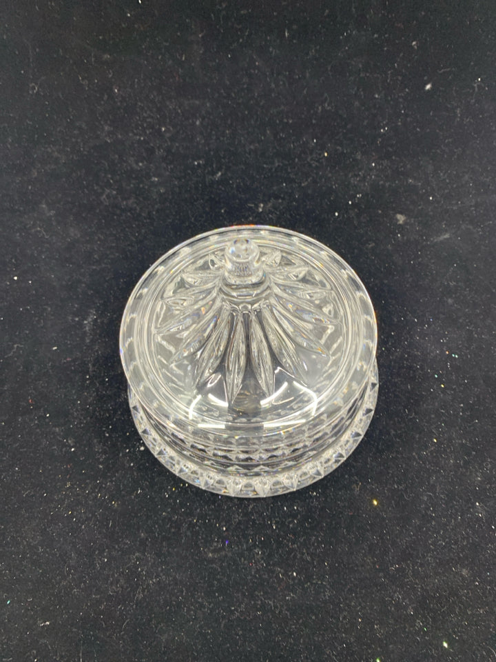 SMALL GLASS SUGAR BOWL W LID.