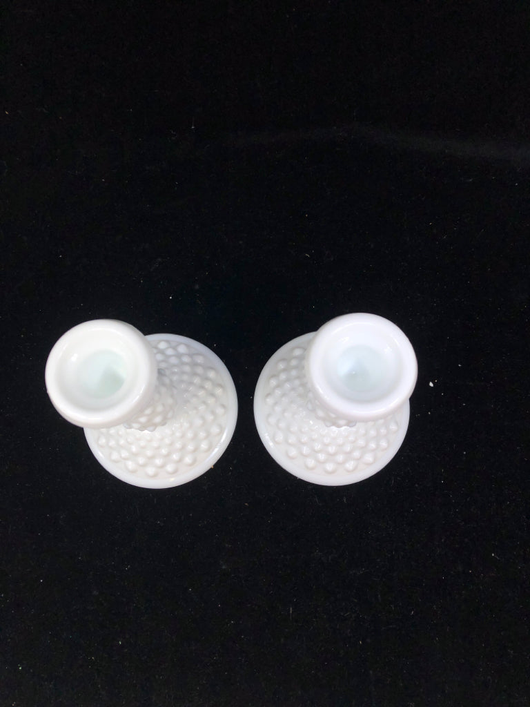 2 VTG HOBNAILED TAPPER CANDLE HOLDERS.