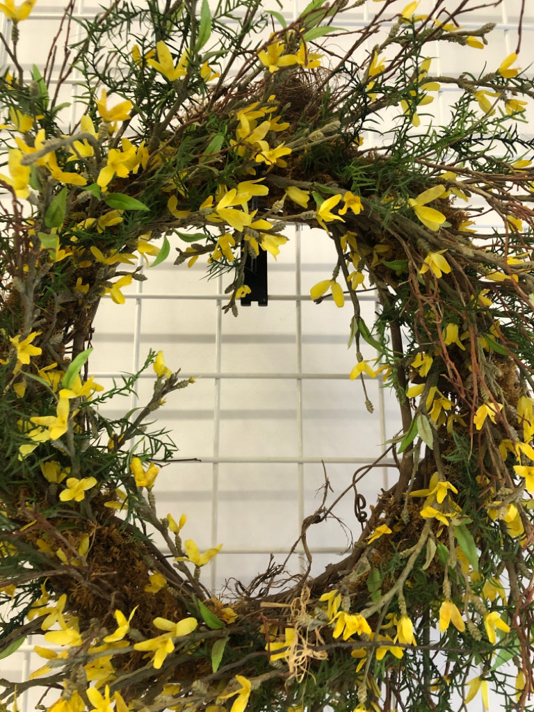 FAUX FORSYNTHIA WREATH.