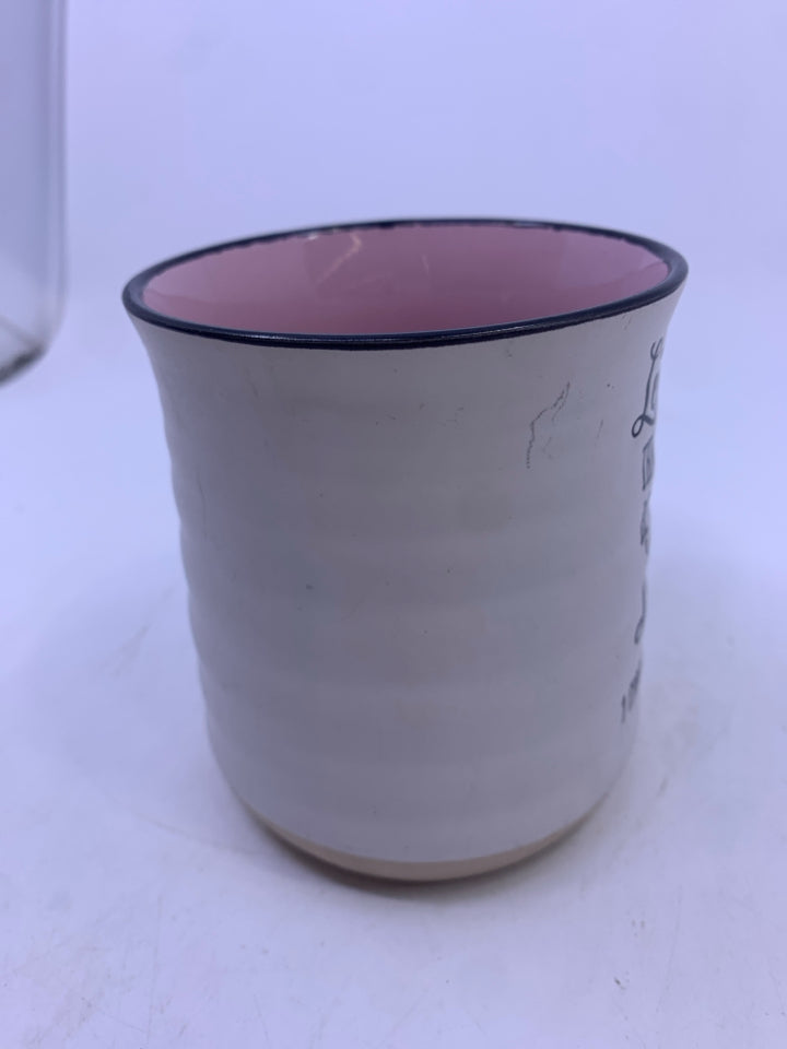 LET ALL -RIBBED MUG W PINK.