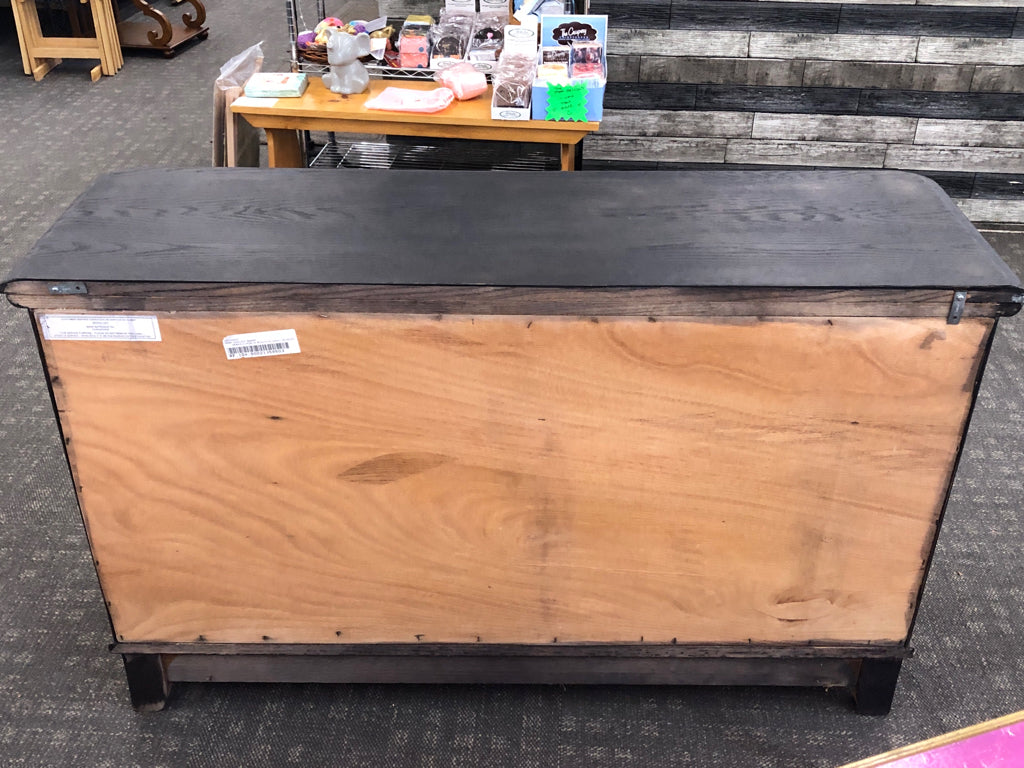 RUSTIC BUFFET TABLE 2 DRAWERS 3 LOWER CABINETS MATTE BLACK W/ DARK RED DETAILS B