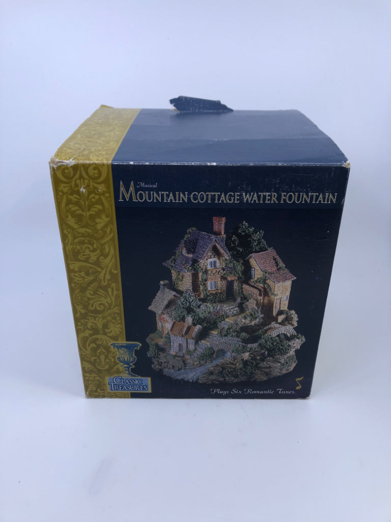 NIB MUSICAL MOUNTAIN COTTAGE WATER FOUNTAIN.