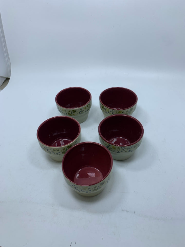 5 MINI STONEWARE BOWLS.