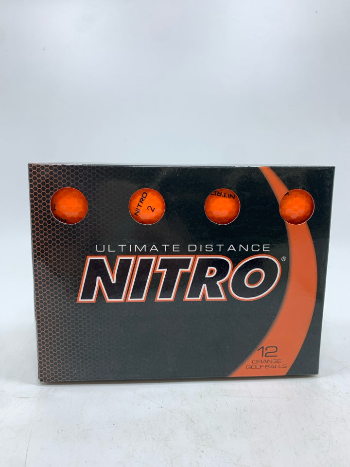 NIB NITRO 12 ORANGE GOLF BALLS.
