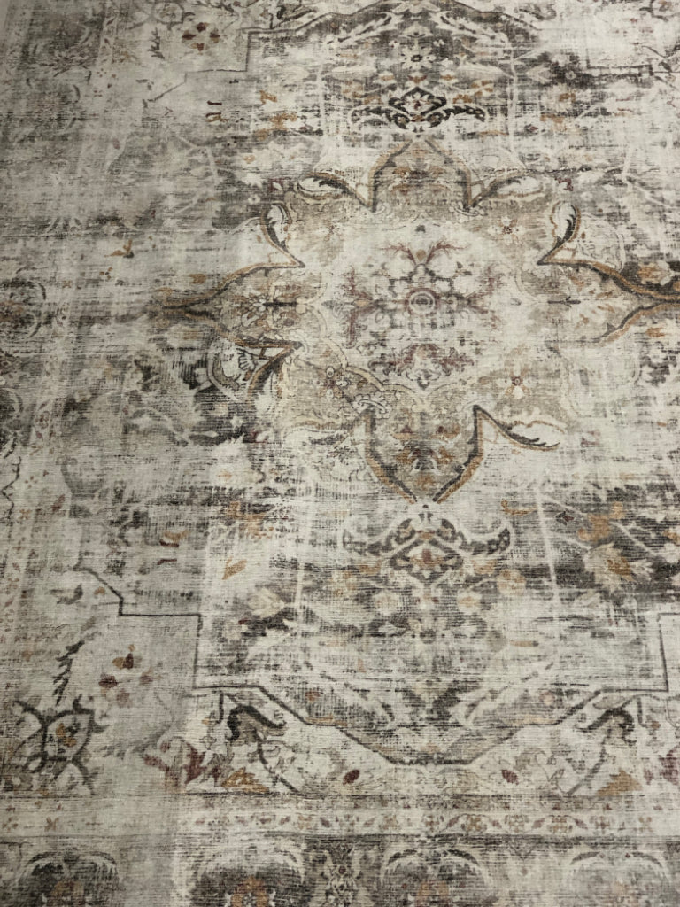 BEIGE FLORAL RUG- RUGGABLES.