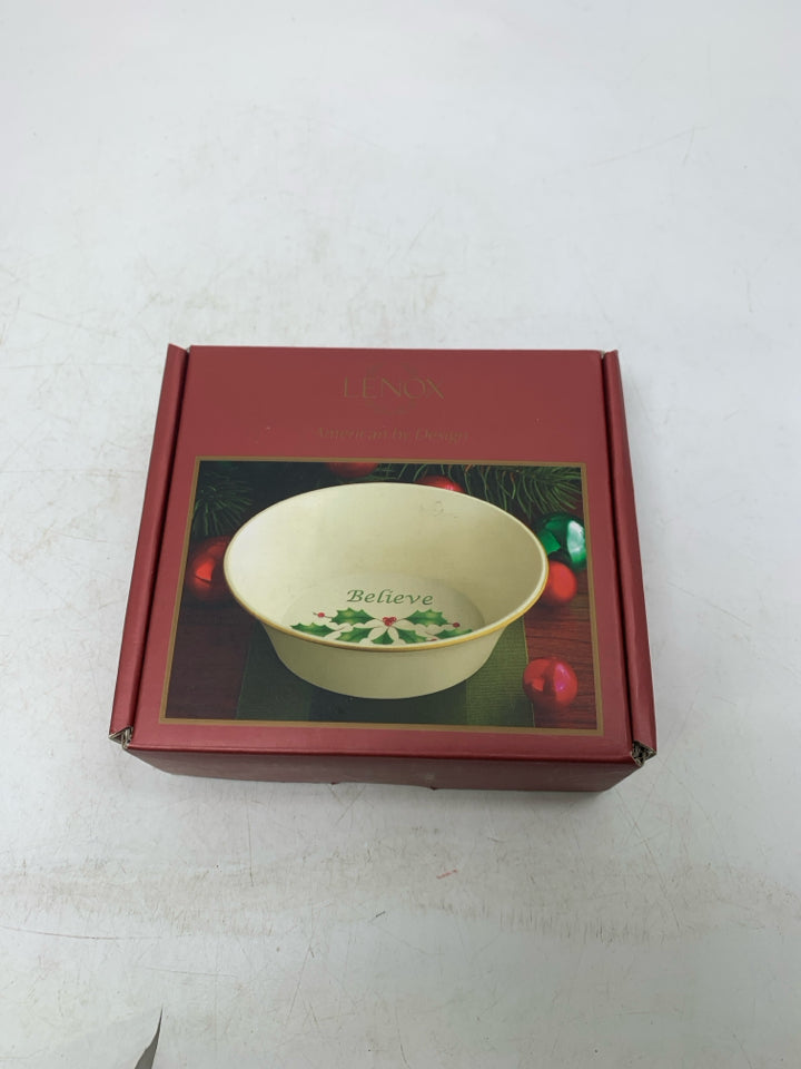 NIB LENOX IVORY HOLIDAY OVAL BELIEVE DISH.