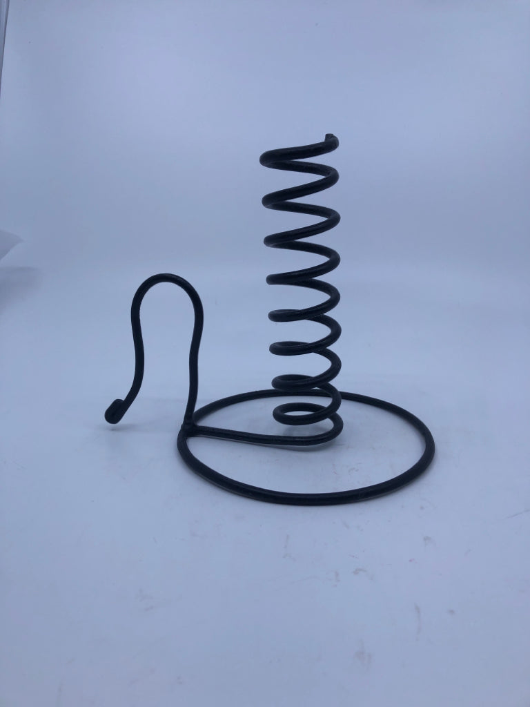 BLACK SPIRAL TAPER CANDLE HOLDER.