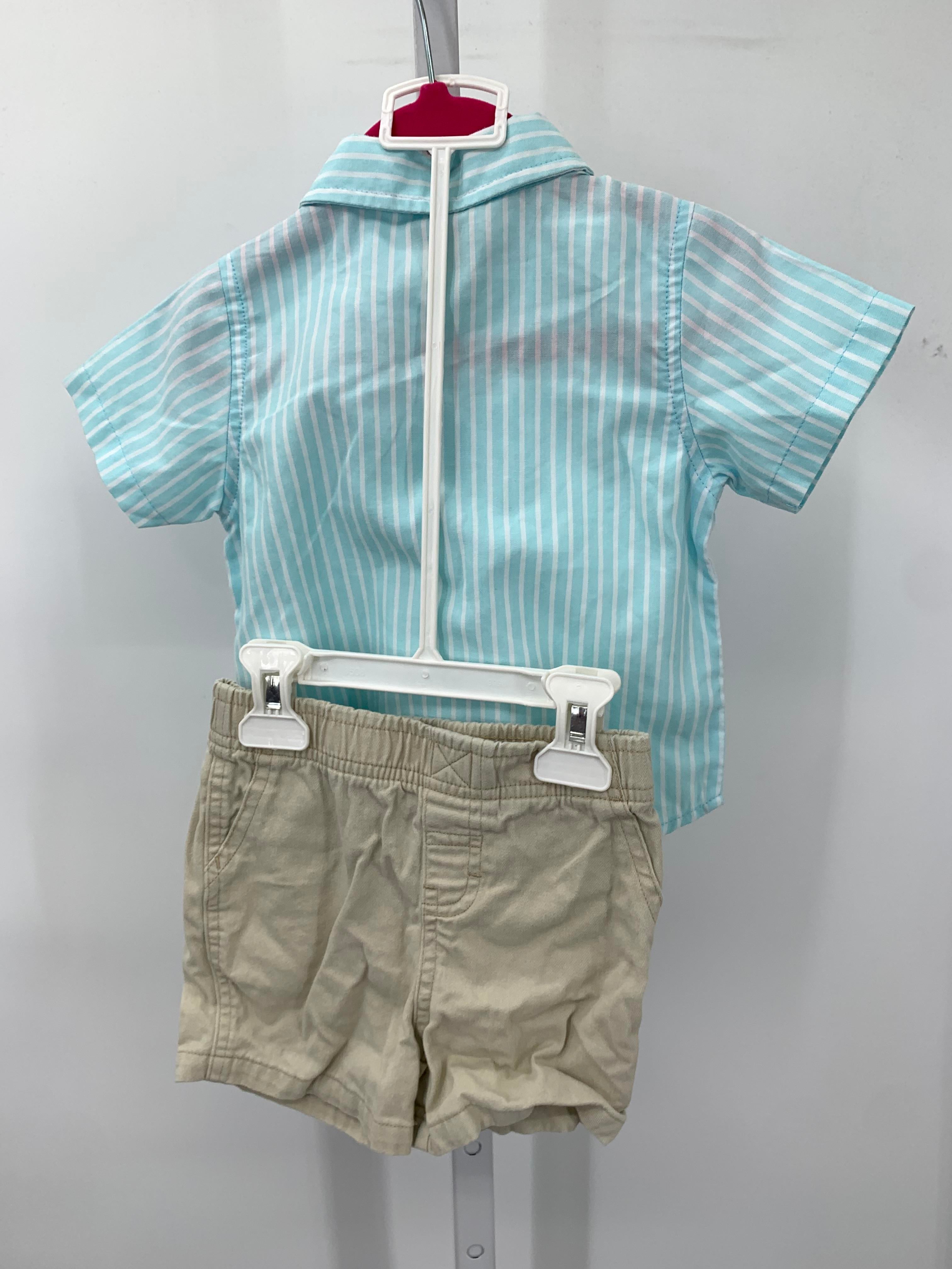 WHITE STRIPES SHIRT AND TAN SHORTS