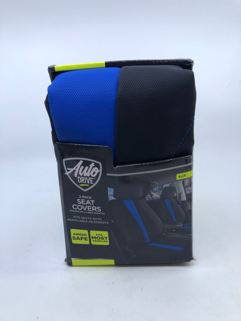 NIB 2 PACK SEAT COVERS BLUE/BLACK