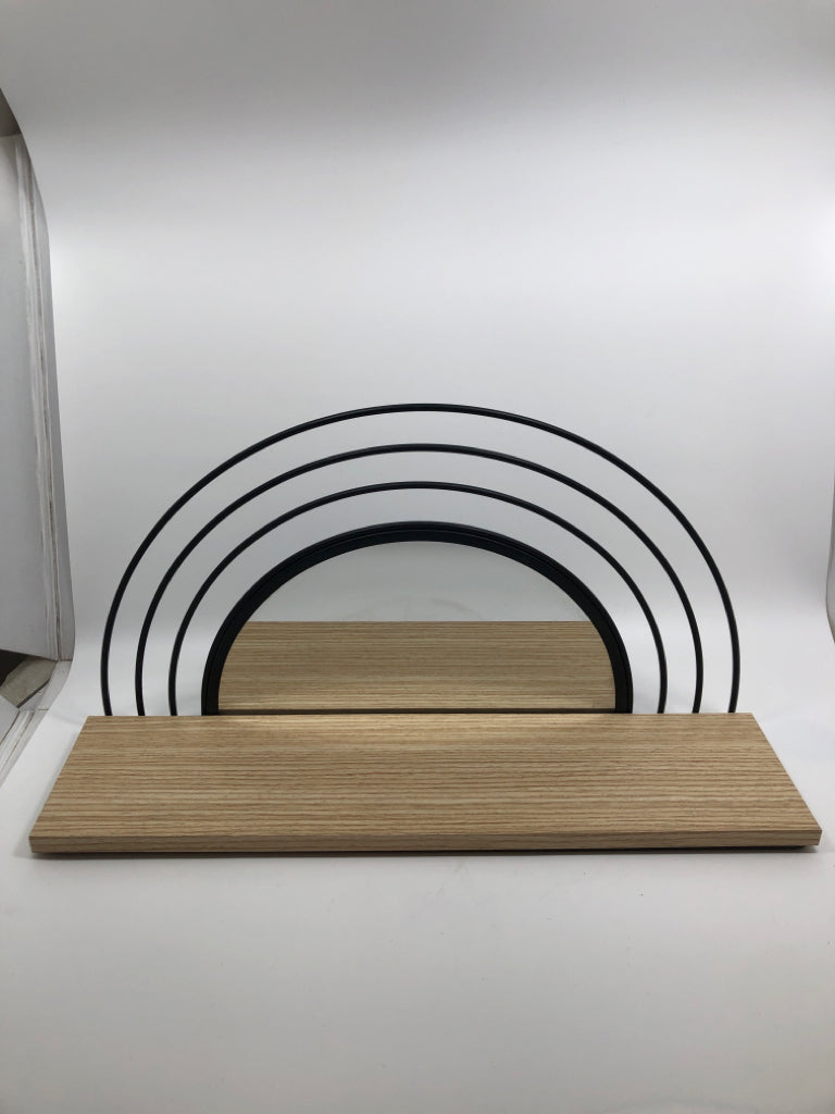 WOOD SHELF WITH HALF MIRROR.