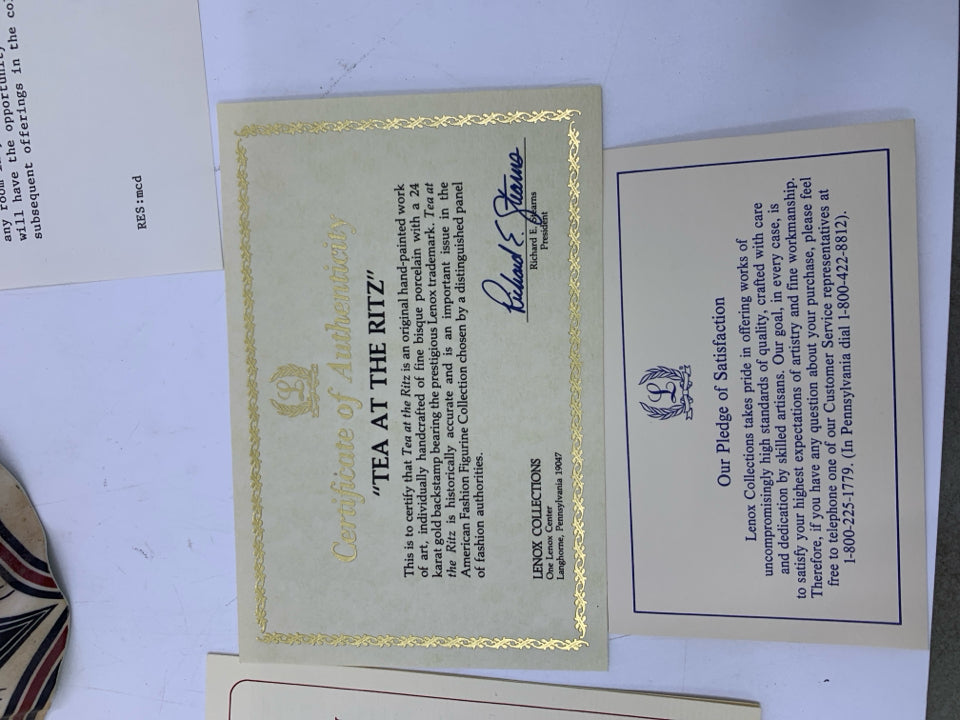 LENOX AMERICAN FASHION TEA AT THE RITZ FIGURINE.