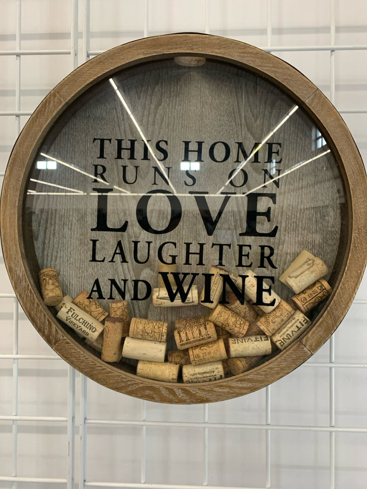HOME RUNS ON LOVE WINE CORK WALL-HANGING.