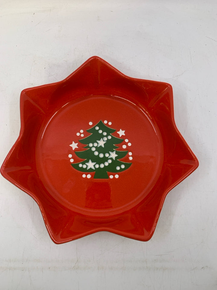 WAECHETERSBACH CHRISTMAS TREE RED STAR SHAPED BOWL.
