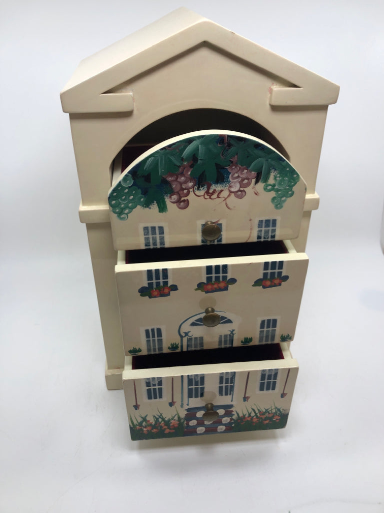 HOUSE PAINTED JEWELRY BOX.
