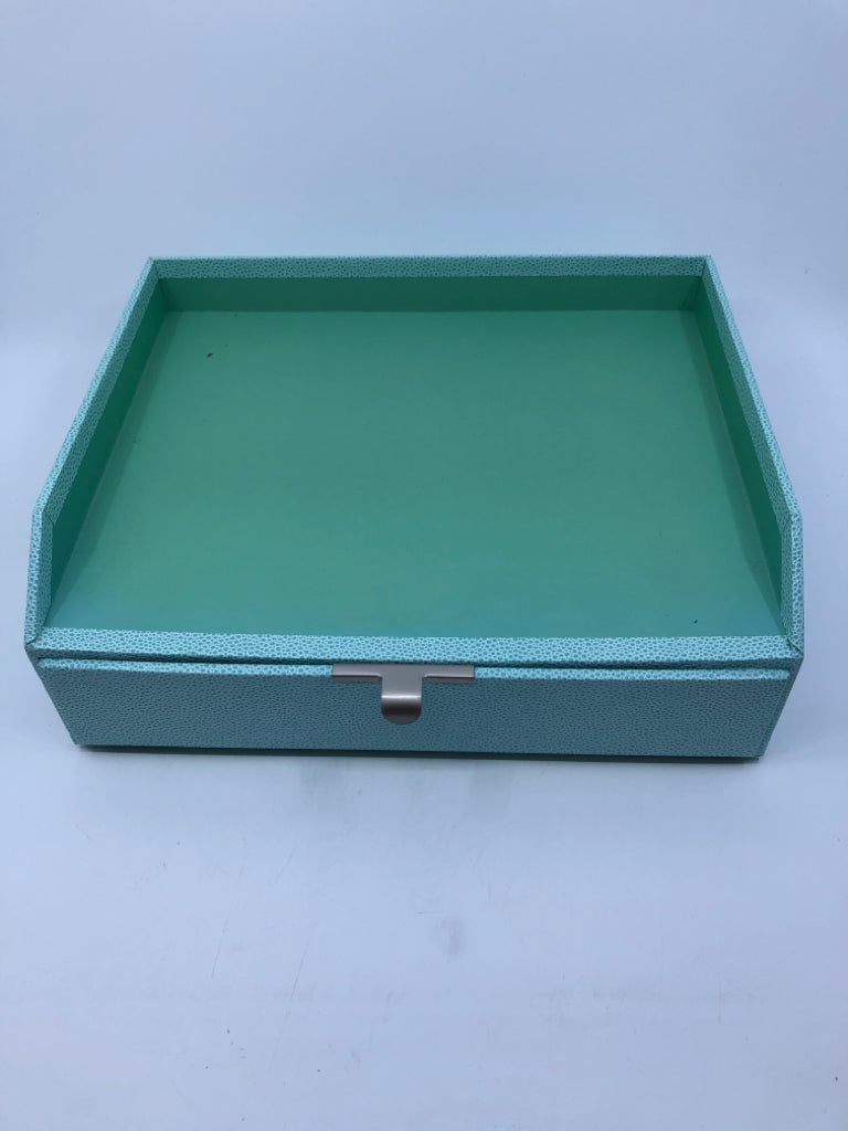 TEAL FAUX SNAKE SKIN ORGANIZER W DRAWER.
