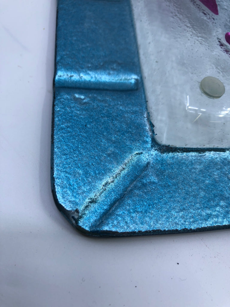 FUSED GLASS COLORFUL CELEBRATE SERVING TRAY.
