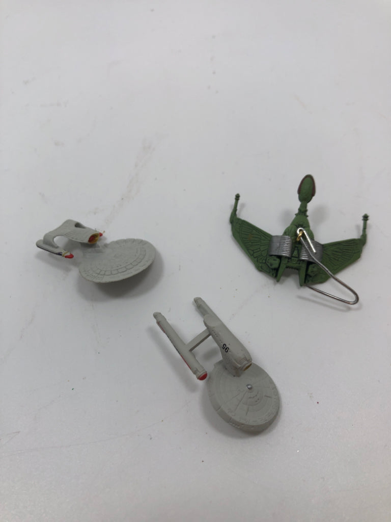 3 PC MINI STAR TREK ORNAMENTS.