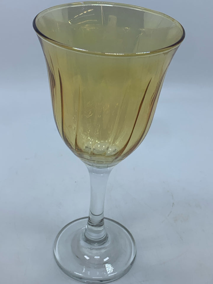 5 AMBER COLORED WINE GLASS CLEAR STEM.