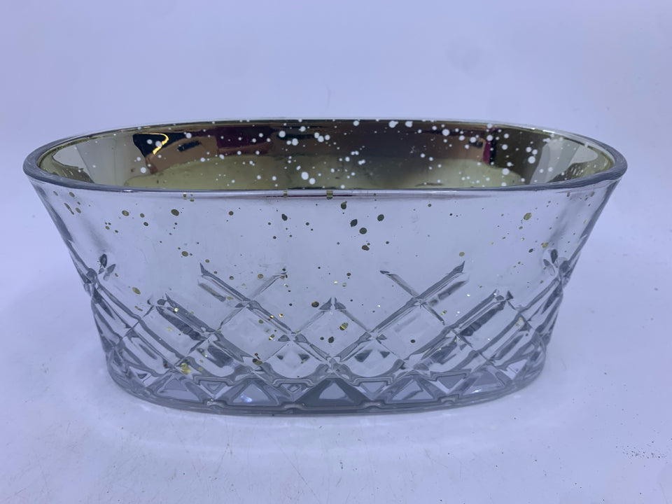 MERCURY CUT GLASS OVAL DISH.