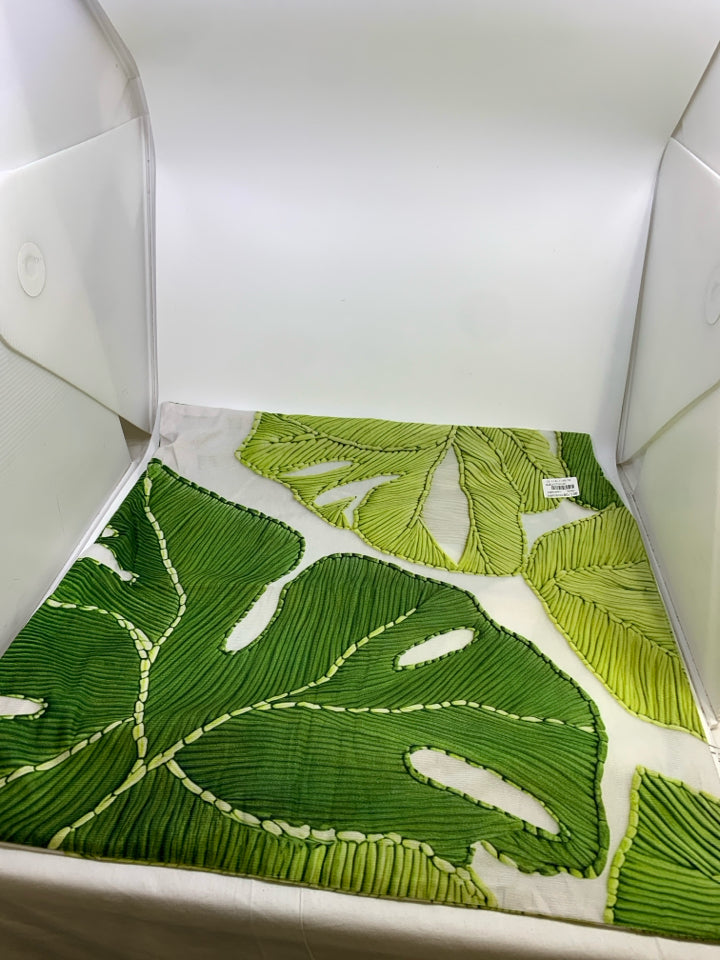 LARGE PILLOW CASE W/PLANT&LEAF DESIGN.