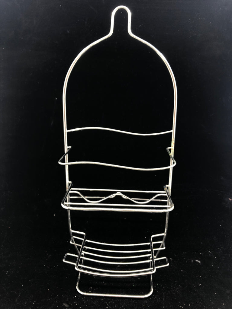 SILVER METAL SHOWER RACK.