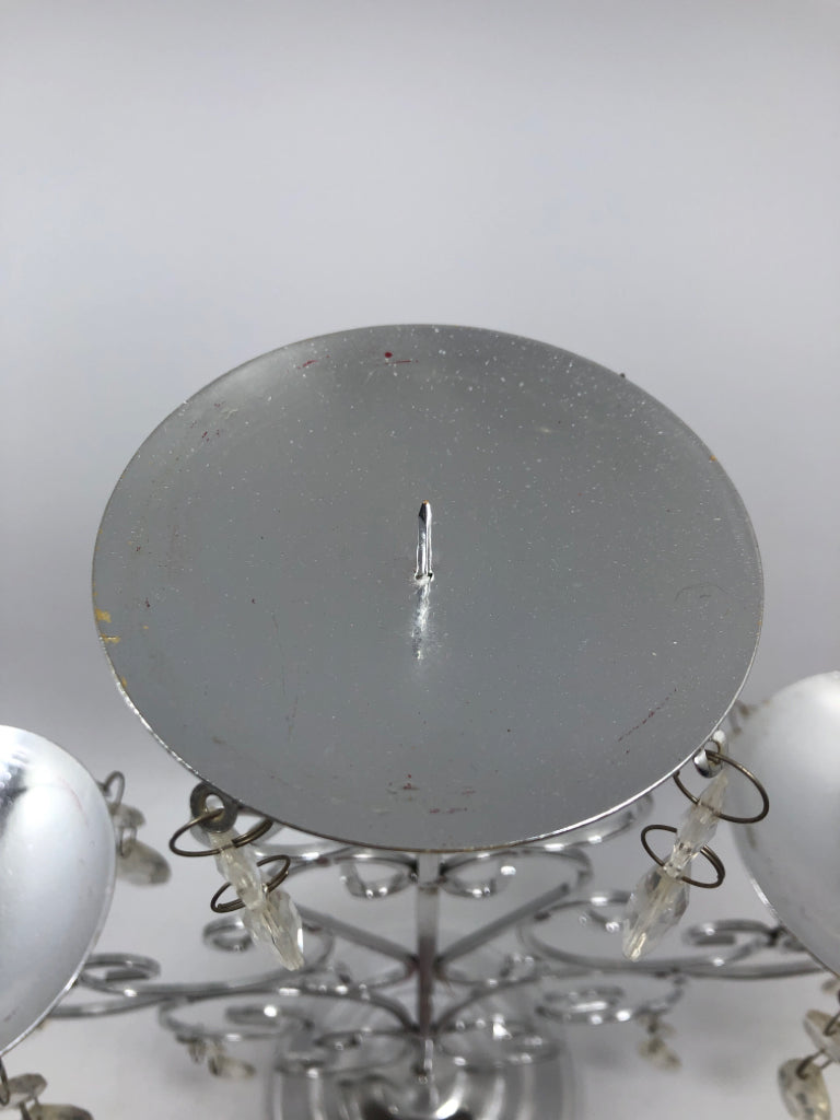 SILVER & CRYSTAL CANDLE HOLDER.