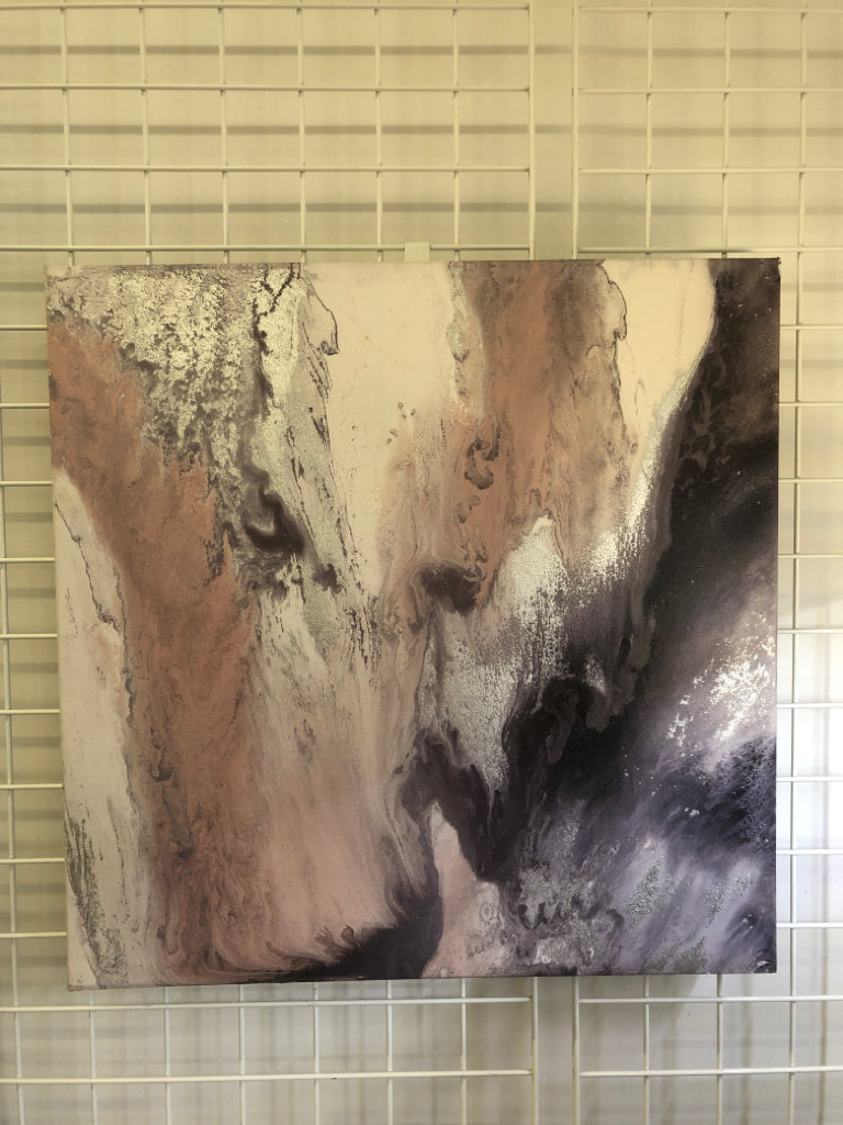 PINK, BLACK MARBLE PRINT CANVAS.