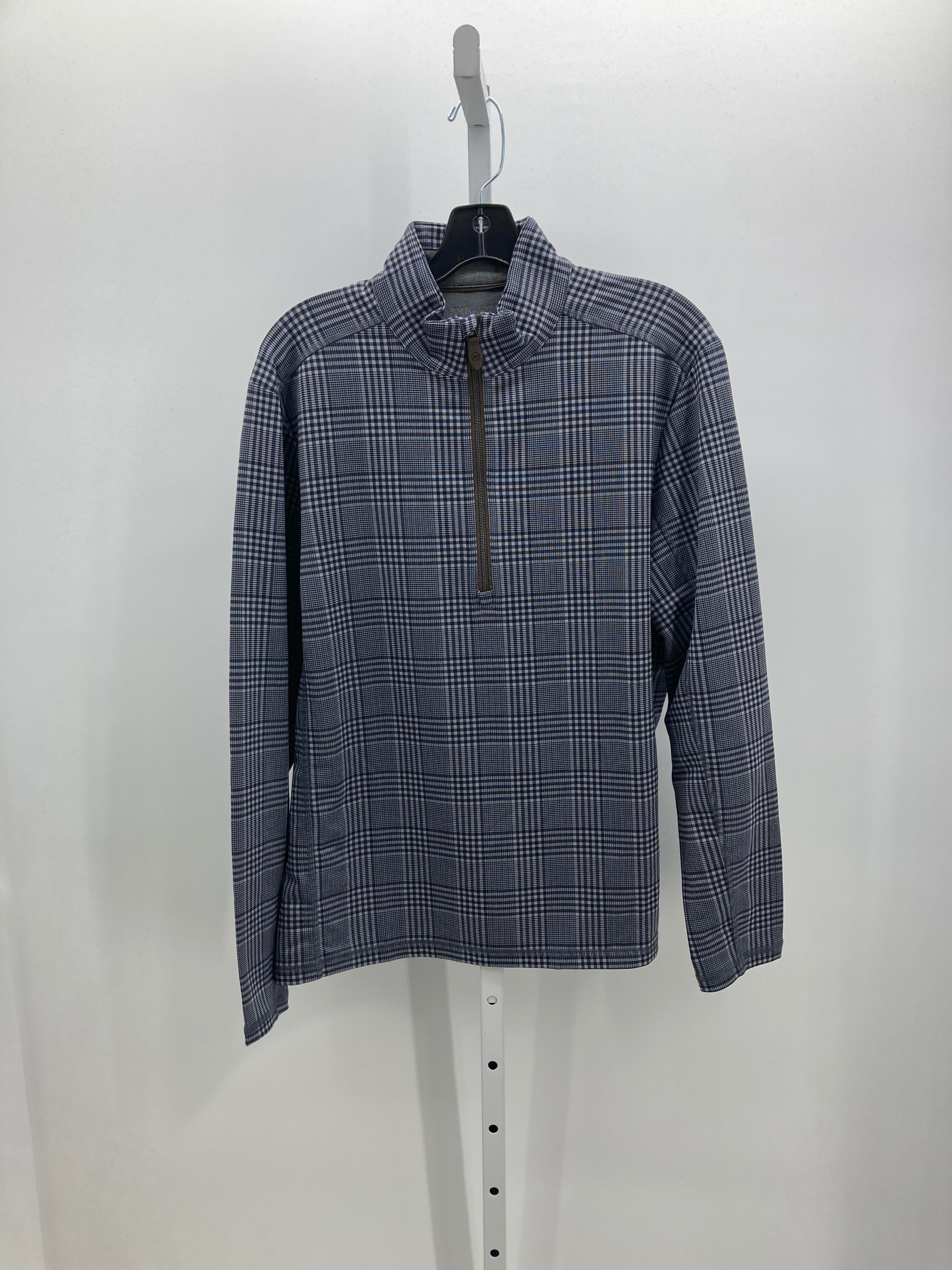 NAVY/ GREY PLAID QUARTER ZIP
